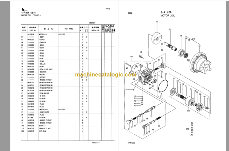 Hitachi HX99B Parts Catalog & Equipment Components Parts Catalog