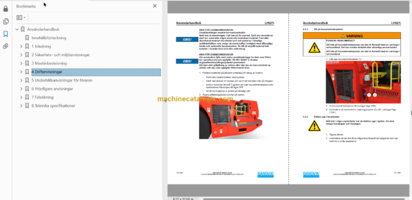 Sandvik LH621i Mining Loader Operator's and Maintenance Manual (L621DKNA0A0706 Swedish)