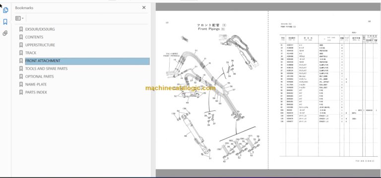 Hitachi EX50UR EX50URG Excavator Parts Catalog & Equipment Components Parts Catalog