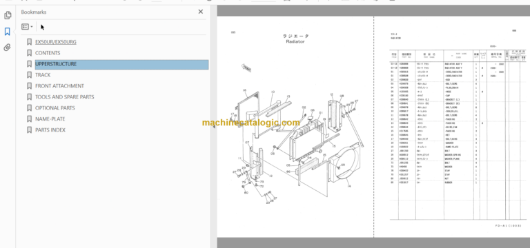 Hitachi EX50UR EX50URG Excavator Parts Catalog & Equipment Components Parts Catalog