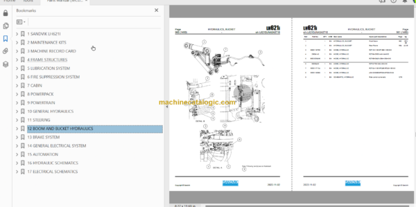 Sandvik LH621i Mining Loader Service and Parts Manual (L621DJNA0A0710)