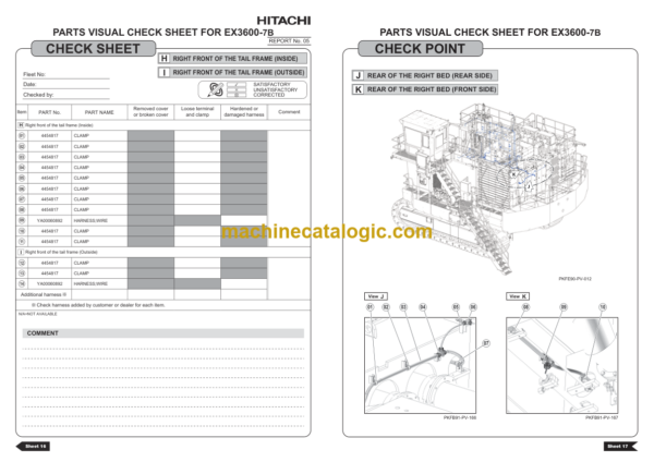 Hitachi EX3600-7B PARTS VISUAL CHECK SHEET (MTU Tier4 Final Engine)