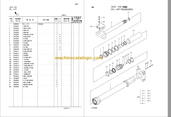 Hitachi HX99B Parts Catalog & Equipment Components Parts Catalog