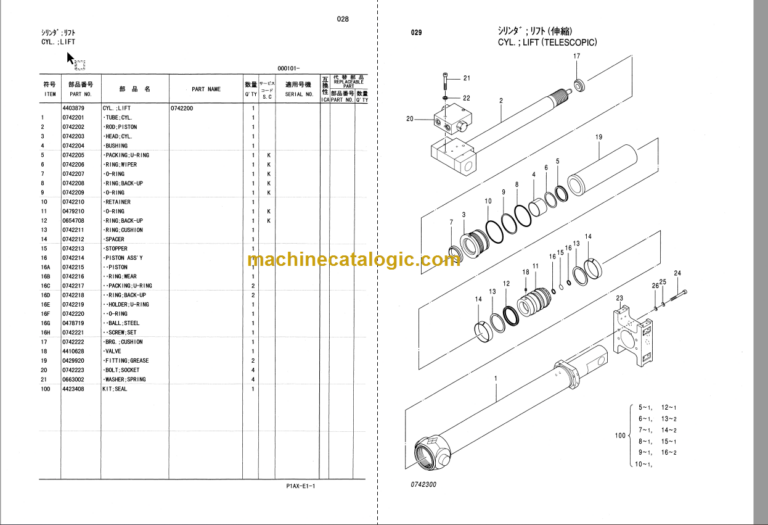 Hitachi HX99B Parts Catalog & Equipment Components Parts Catalog