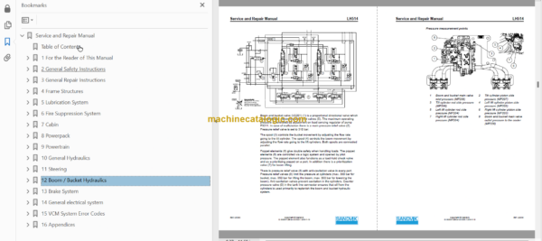 Sandvik LH514 Mining Loader Service and Parts Manual (L514D744)