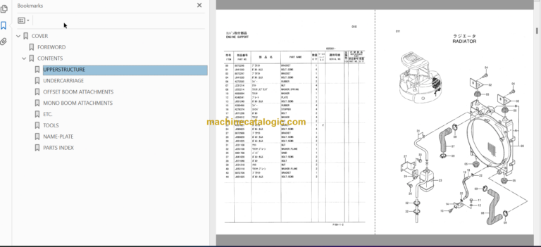 Hitachi EX55UR-3 Excavator Parts Catalog & Equipment Components Parts Catalog