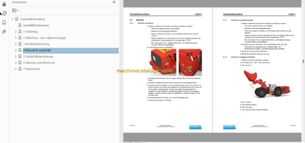 Sandvik LH621i Mining Loader Operator's and Maintenance Manual (L921D498 Swedish)