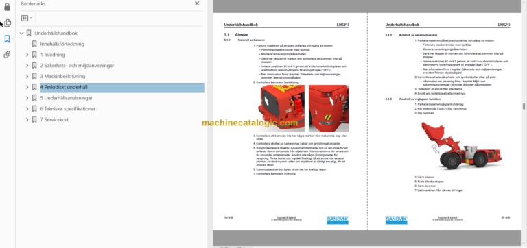 Sandvik LH621i Mining Loader Operator's and Maintenance Manual (L921D498 Swedish)