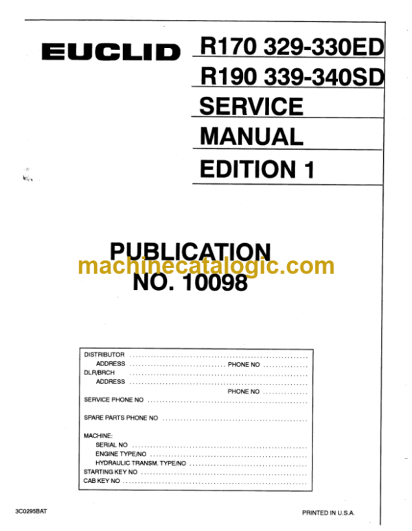 Hitachi R170 R190 Service Manual