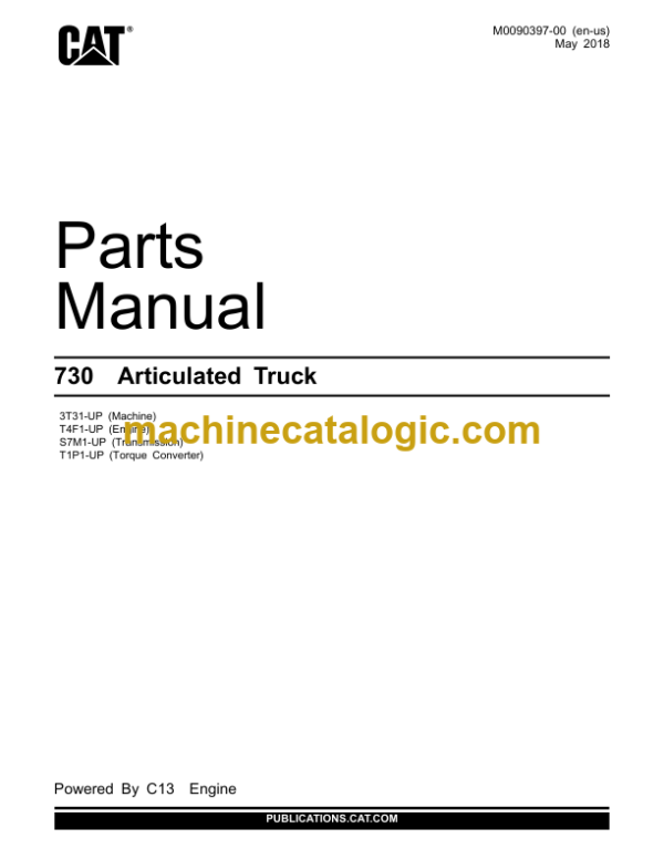 CAT 730 Articulated Truck Parts Manual