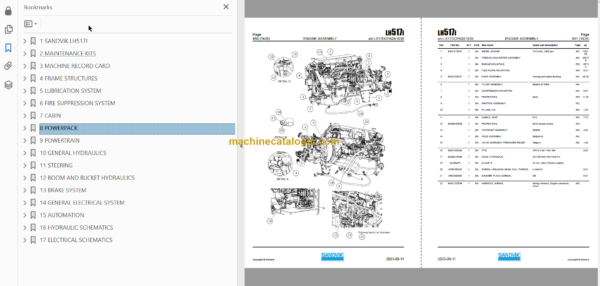 Sandvik LH517i Mining Loader Service and Parts Manual (L517DCPA0A1039)