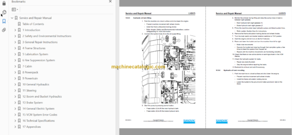 Sandvik LH517i Mining Loader Service and Parts Manual (L517DKNA0A0953)