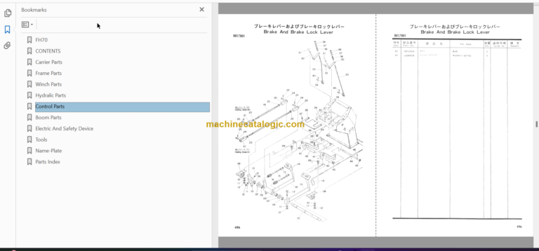 Hitachi FH70 Hydraulic Truck Crane Parts Catalog & Equipment Components Parts Catalog
