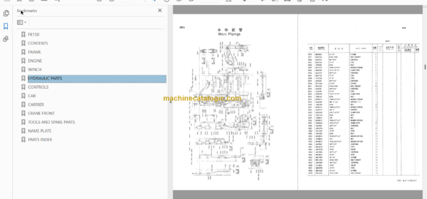 Hitachi FK150 Hydraulic Truck Crane Parts Catalog & Equipment Components Parts Catalog