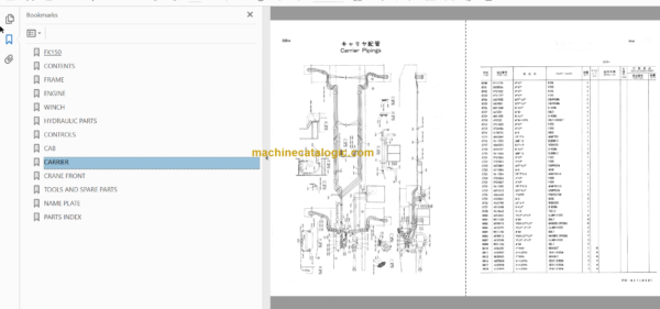 Hitachi FK150 Hydraulic Truck Crane Parts Catalog & Equipment Components Parts Catalog