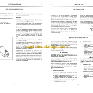 JCB 3CX 4CX Backhoe Loader Operator Handbook