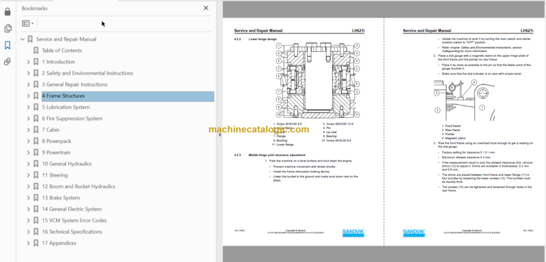 Sandvik LH621i Mining Loader Service and Parts Manual (L621DKNA0A0706)