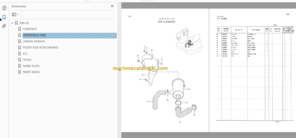 Hitachi EX8-2B Excavator Parts Catalog & Equipment Components Parts Catalog