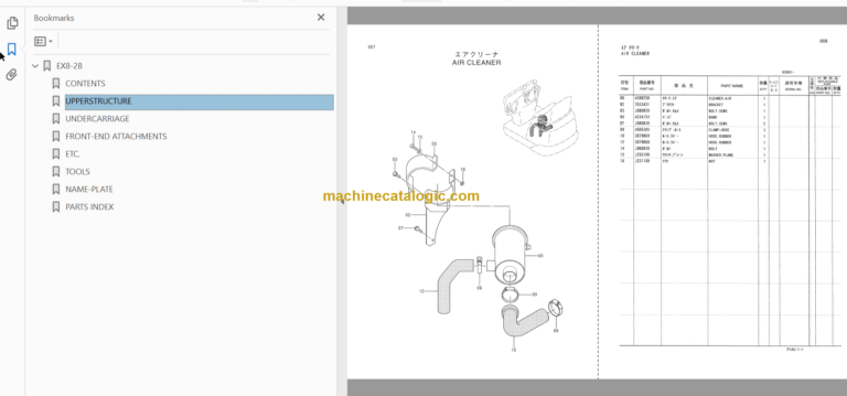 Hitachi EX8-2B Excavator Parts Catalog & Equipment Components Parts Catalog