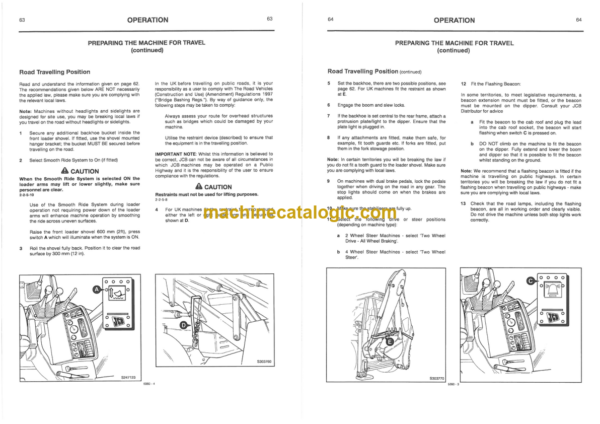 JCB 3CX 4CX Backhoe Loader Operator Handbook