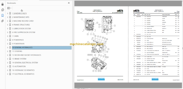 Sandvik LH621i Mining Loader Service and Parts Manual (L621DKNA0A0706)