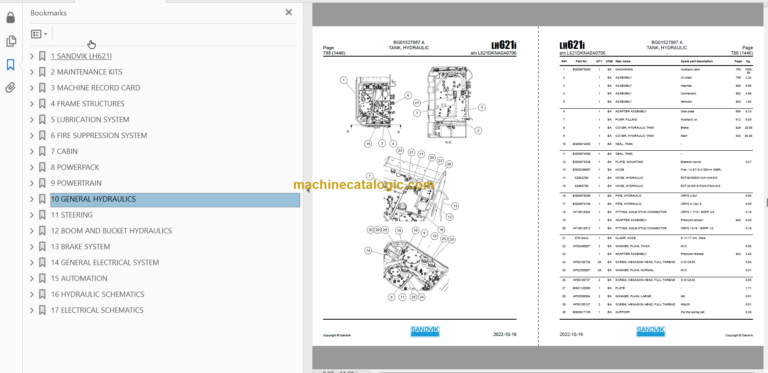 Sandvik LH621i Mining Loader Service and Parts Manual (L621DKNA0A0706)