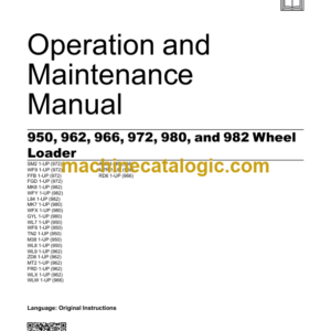 Caterpillar 950 962 966 972 and 982 Wheel Loader Operation and Maintenance Manual