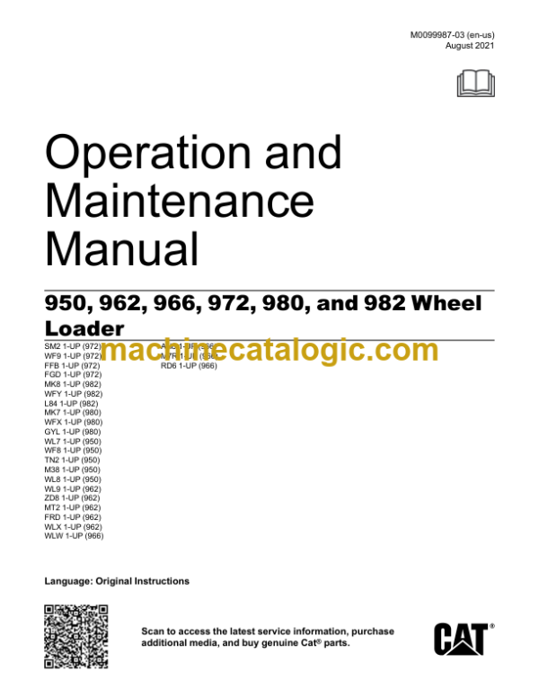 Caterpillar 950 962 966 972 and 982 Wheel Loader Operation and Maintenance Manual