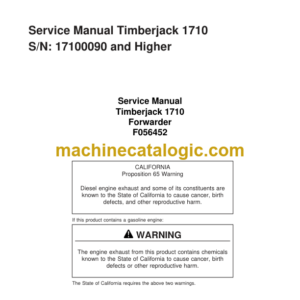 Timberjack 1710 Forwarder Service Manual (SN 17100090 and UP)