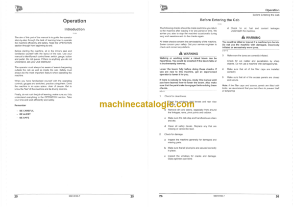 JCB 520-40 524-50 527-55 Loadall Operator Manual