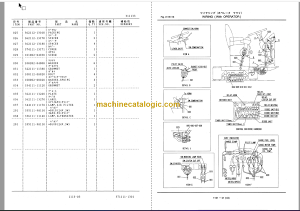 Furukawa FL345 Parts Catalog & Equipment Components Parts Catalog