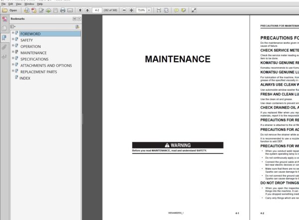 PC138US-11E0 Operator’s and maintenance Manual PDF