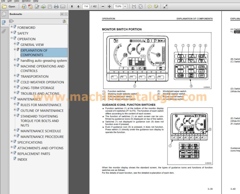 HB215LC-2 Operator’s and maintenance Manual PDF Index