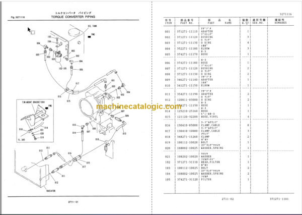 Furukawa FL345 Parts Catalog & Equipment Components Parts Catalog