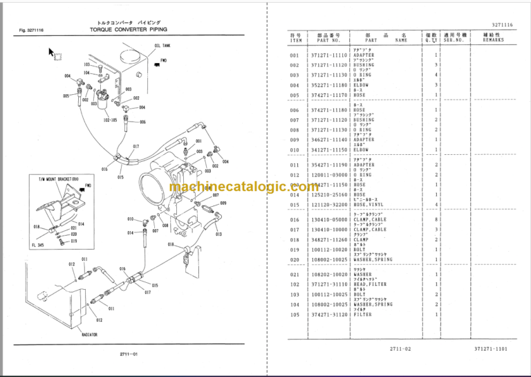 Furukawa FL345 Parts Catalog & Equipment Components Parts Catalog
