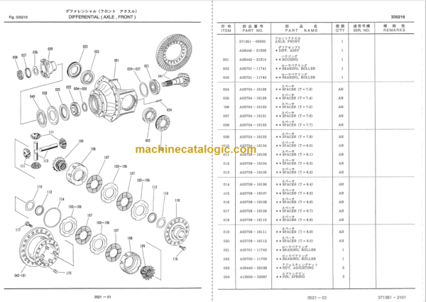 Furukawa FL345 Parts Catalog & Equipment Components Parts Catalog