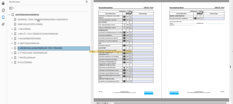Sandvik DS512i Rock Bolter Operator's and Maintenance Manual (SN 121B59416-1 Swedish)