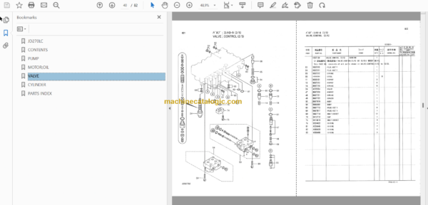 JD270LC Excavator Parts Catalog & Equipment Components Parts Catalog