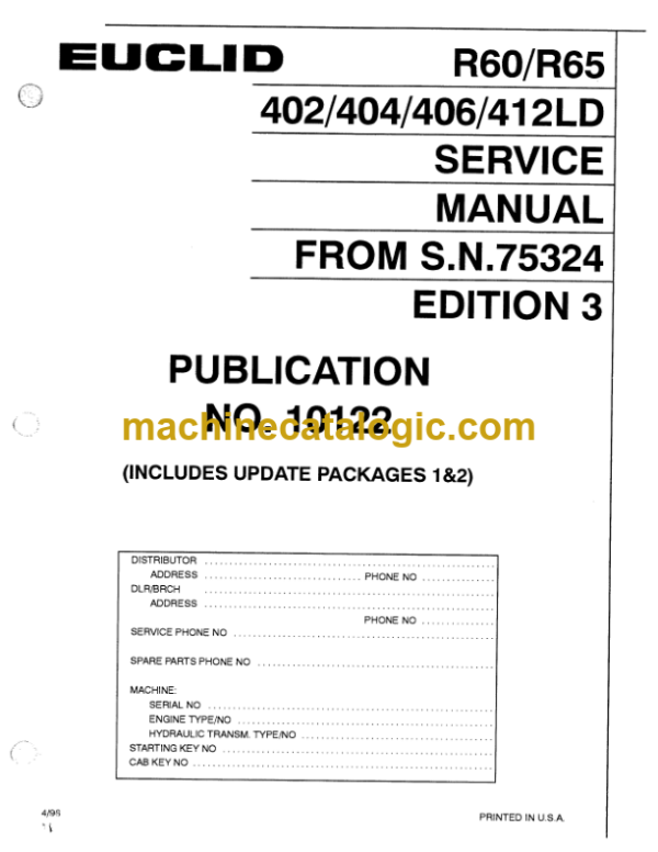 Hitachi R60, R65 402, 404, 406, 412 LD Service Manual