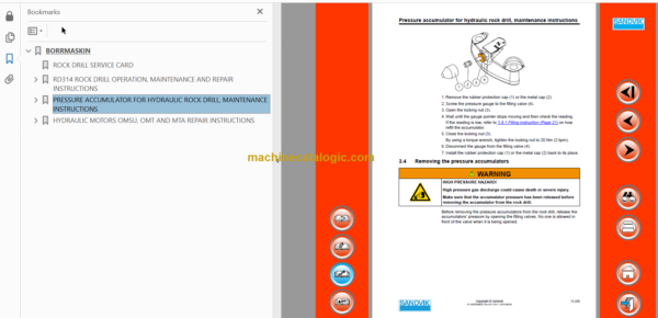 Sandvik DS511C Drill Rig Service and Parts Manual (115B42360-1)