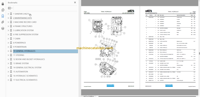 Sandvik LH621i Mining Loader Service and Parts Manual (L621DKPA0A0742)