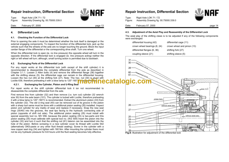 Timberjack CTM281 NAF RIGID SINGLE AXLE SERVICE MANUAL