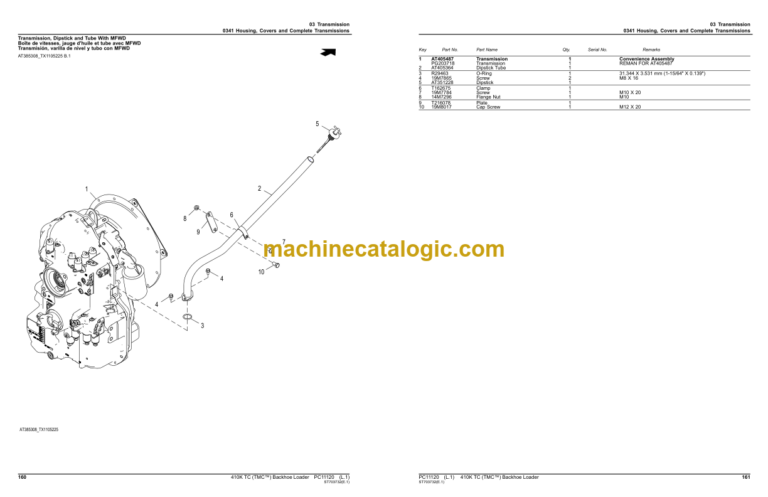 John Deere 410K TC (TMC™) Backhoe Loader Parts Catalog (PC11120) PIN:1T0410TK_ _E219607-268557