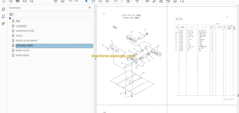 JD290D Hydraulic Excavator Parts Catalog & Equipment Components Parts Catalog