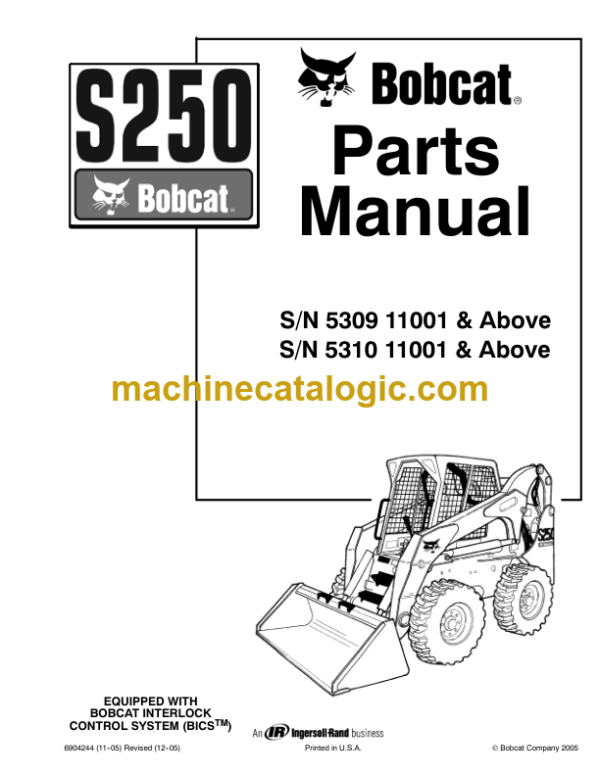 Bobcat S250 Skid Steer Loader Parts Manual