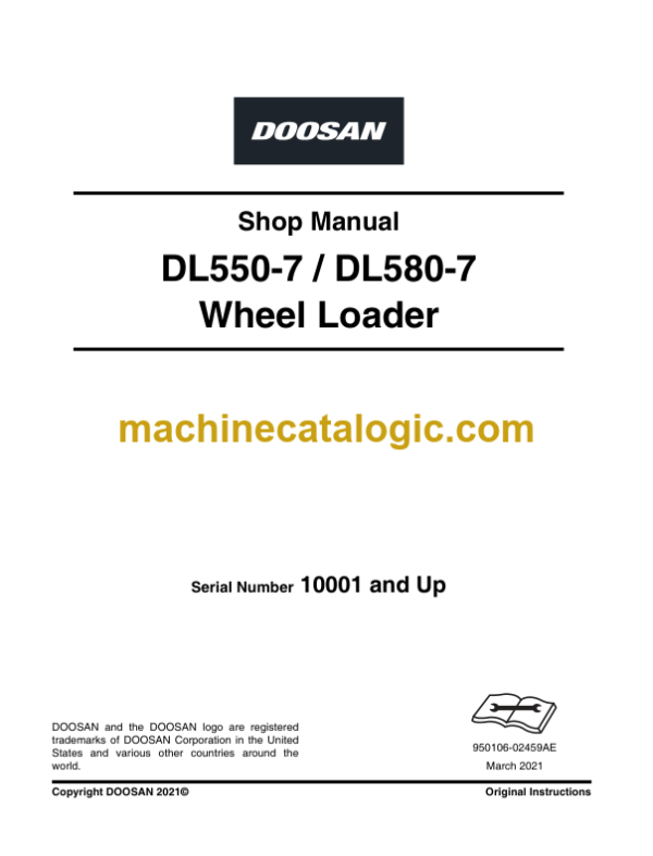 Doosan DL550-7 DL580-7 Wheel Loader Shop Manual