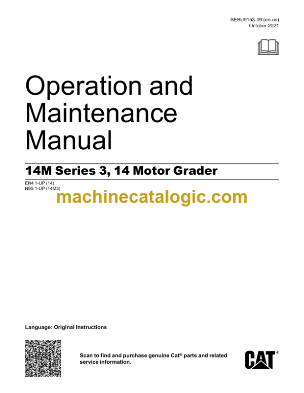 Caterpillar 14M Series 3 14 Motor Grader Operation and Maintenance Manual