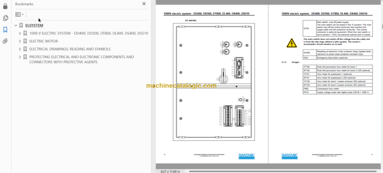 Sandvik DS511C Drill Rig Service and Parts Manual (116B47193-1)