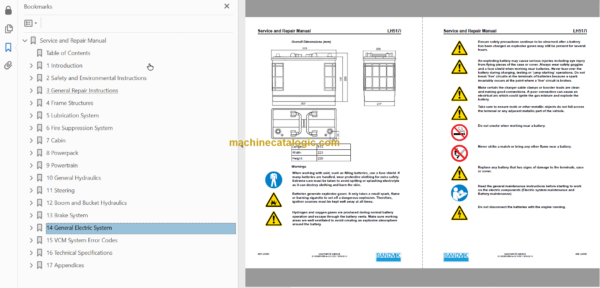 Sandvik LH517i Mining Loader Service and Parts Manual (L917D690)