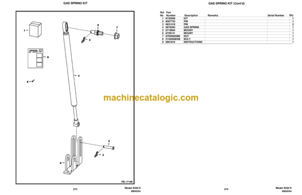 Bobcat S250 Skid Steer Loader Parts Manual